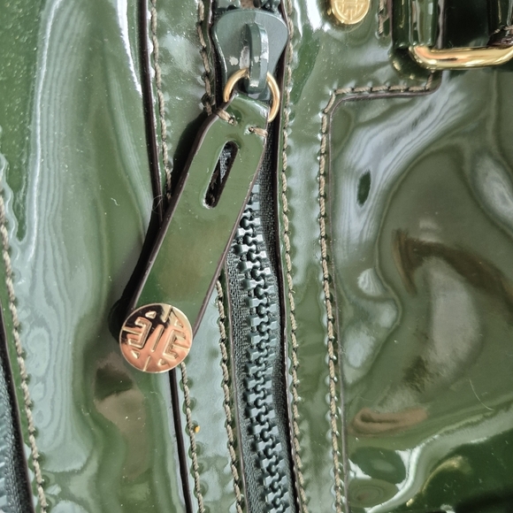 Y2k ANTONIO MELANI Patent Leather Shiny Green Patent Leather Tote Bag - Picture 4 of 14